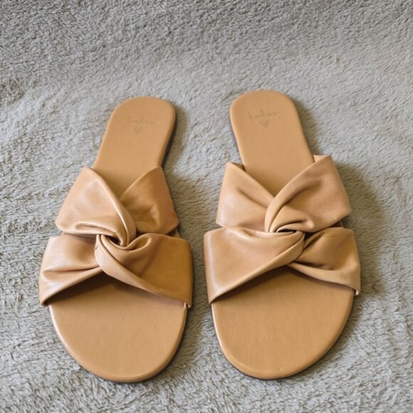 Lulu's Tan Knotted Slide Sandals - Picture 2 of 10